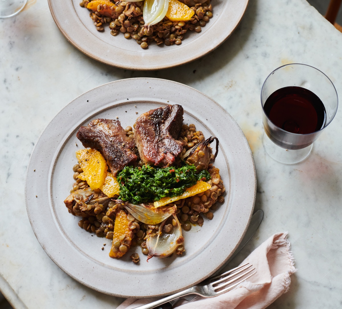 Ox tongue with orange lentils made from Borough Market ingredients