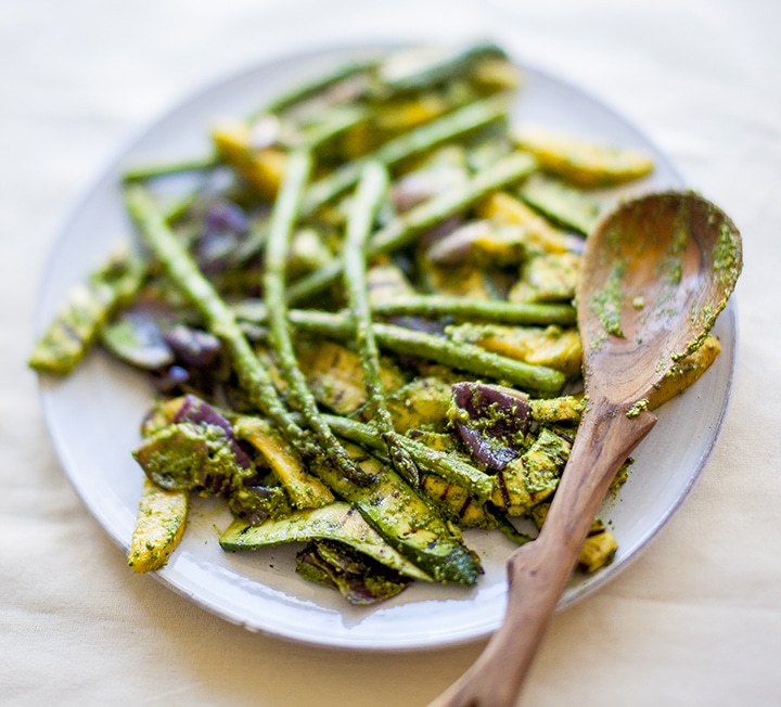 Asparagus, paneer & mango salad with pistachio chutney