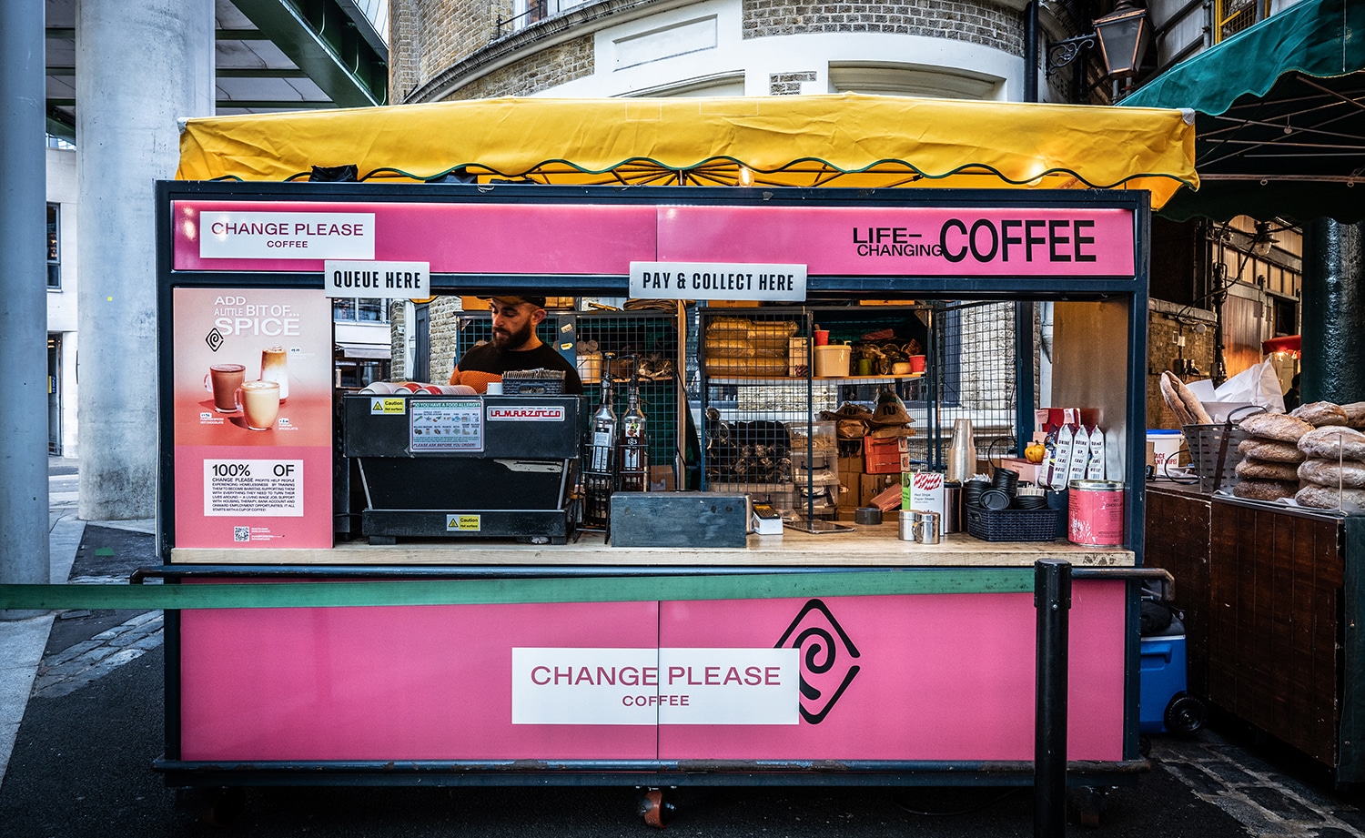 Change Please stall at Borough Market