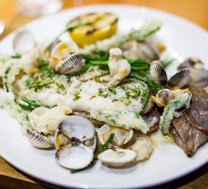 Lemon sole, samphire & cockles