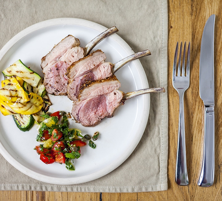 Spiced rack of lamb with tomato & caper salsa