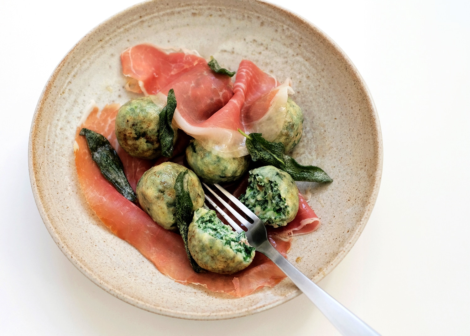 Spinach & prosciutto gnudi