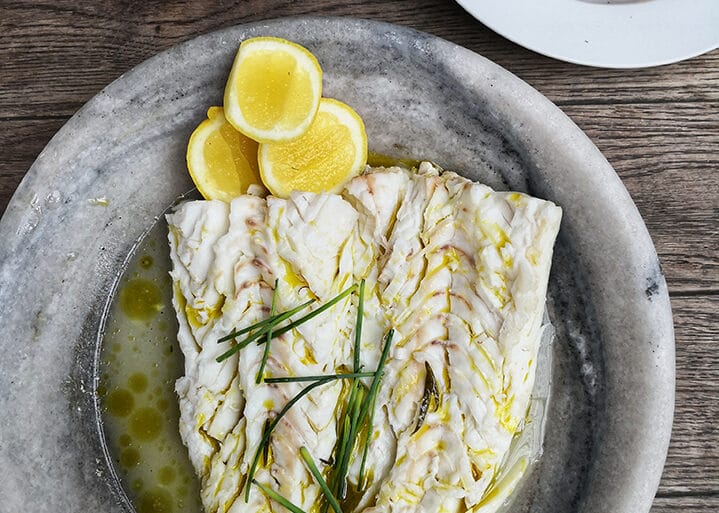 Barbecued barrel of hake with rosemary & garlic