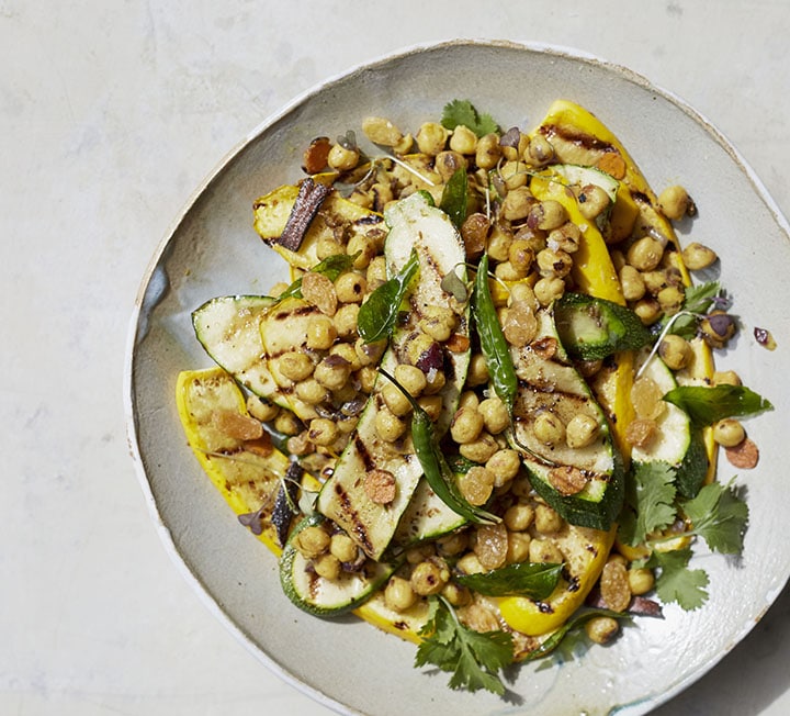 Griddled courgettes, spicy chickpeas 1