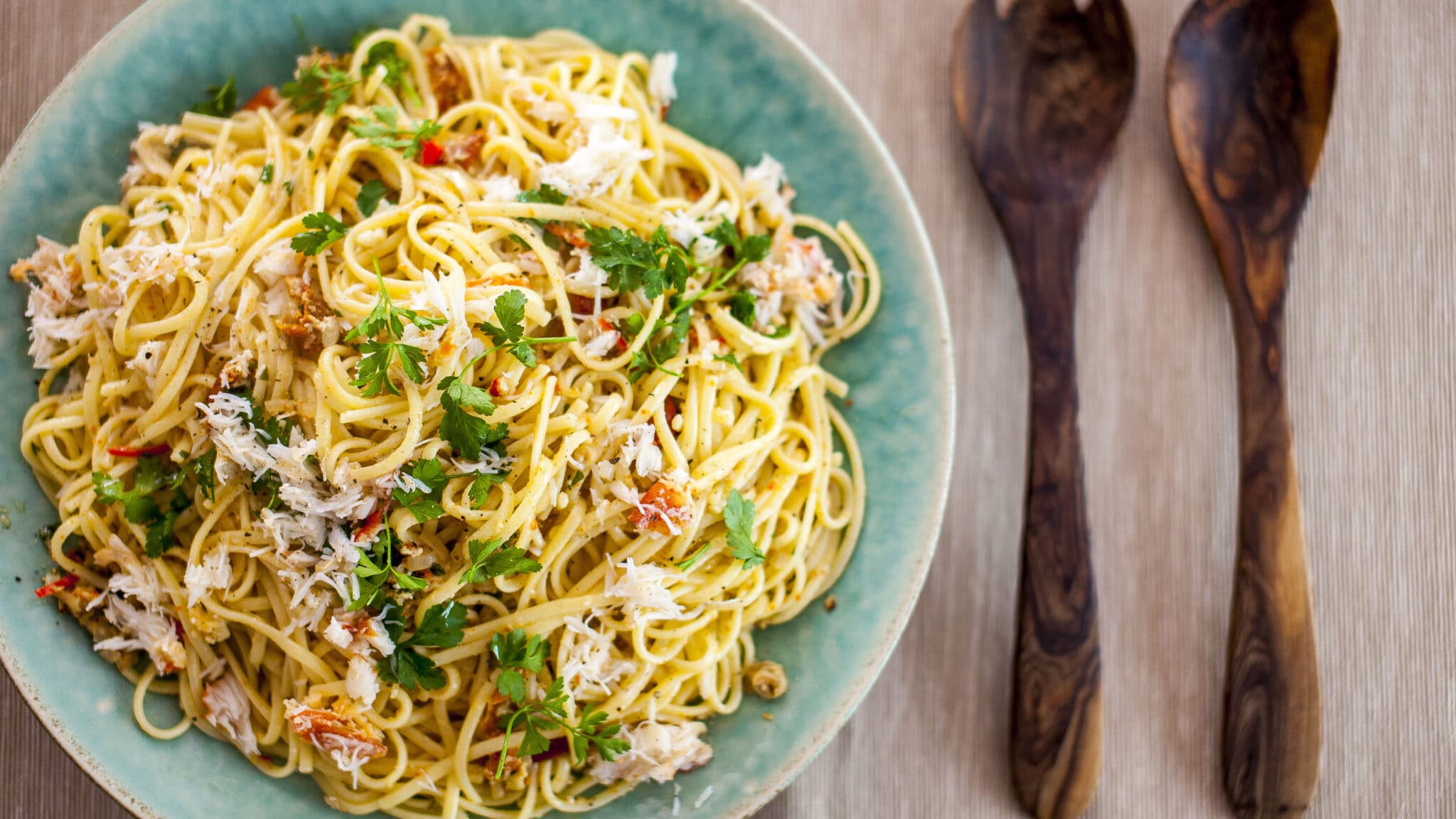 Crab & sundried tomato linguine | Borough Market