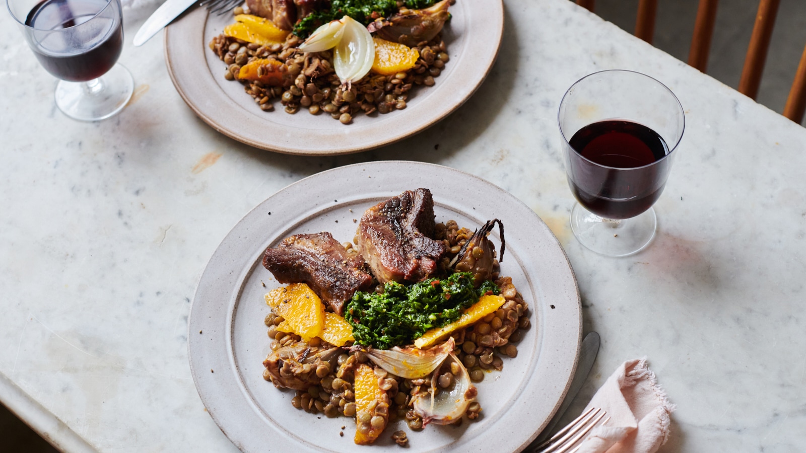 Ox tongue with orange lentils made with Borough Market ingredients