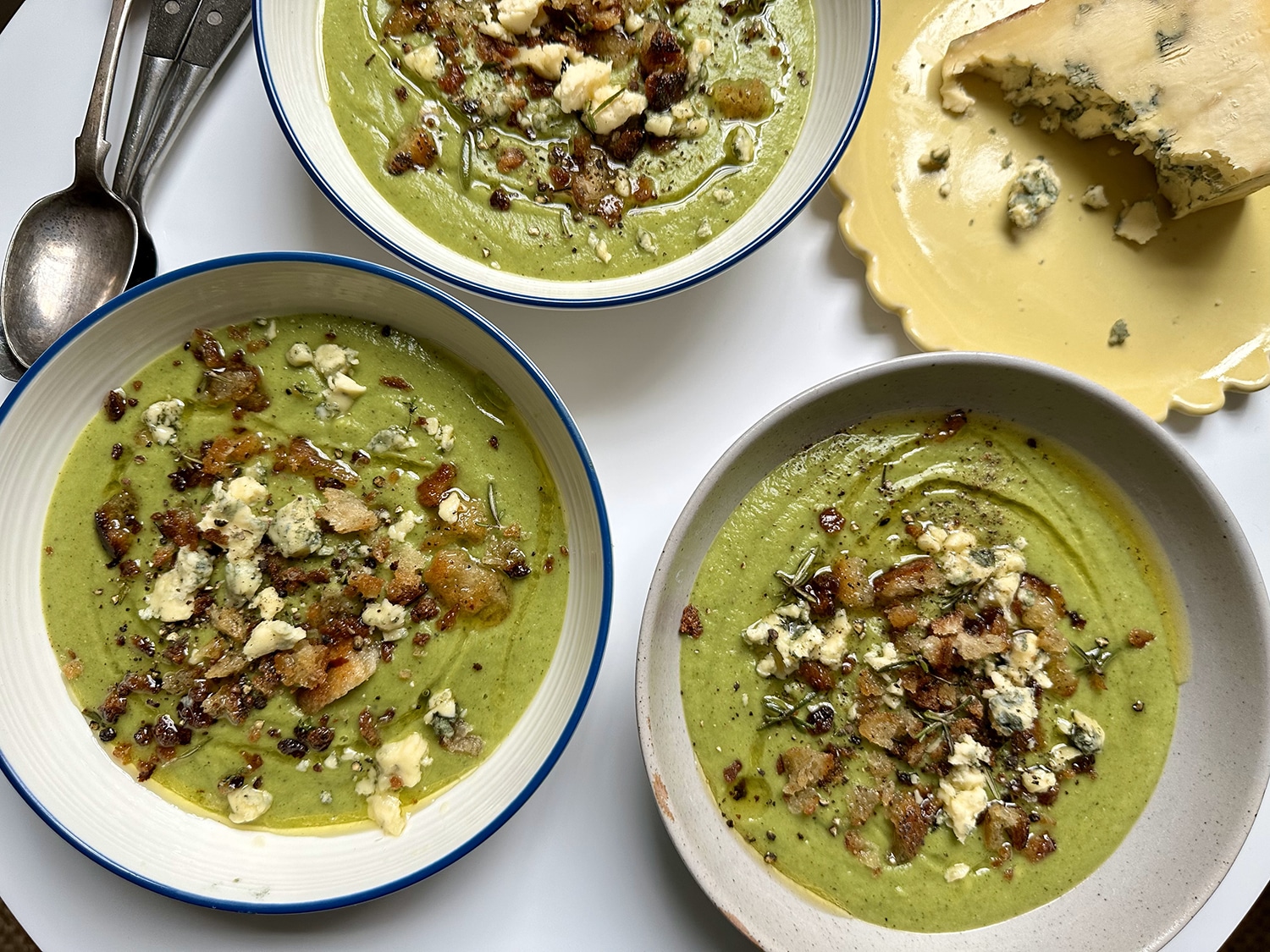 A broccoli and stilton soup made with Borough Market ingredients