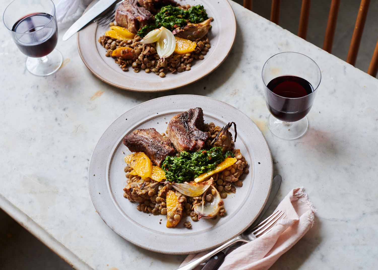 Ox tongue with orange lentils
