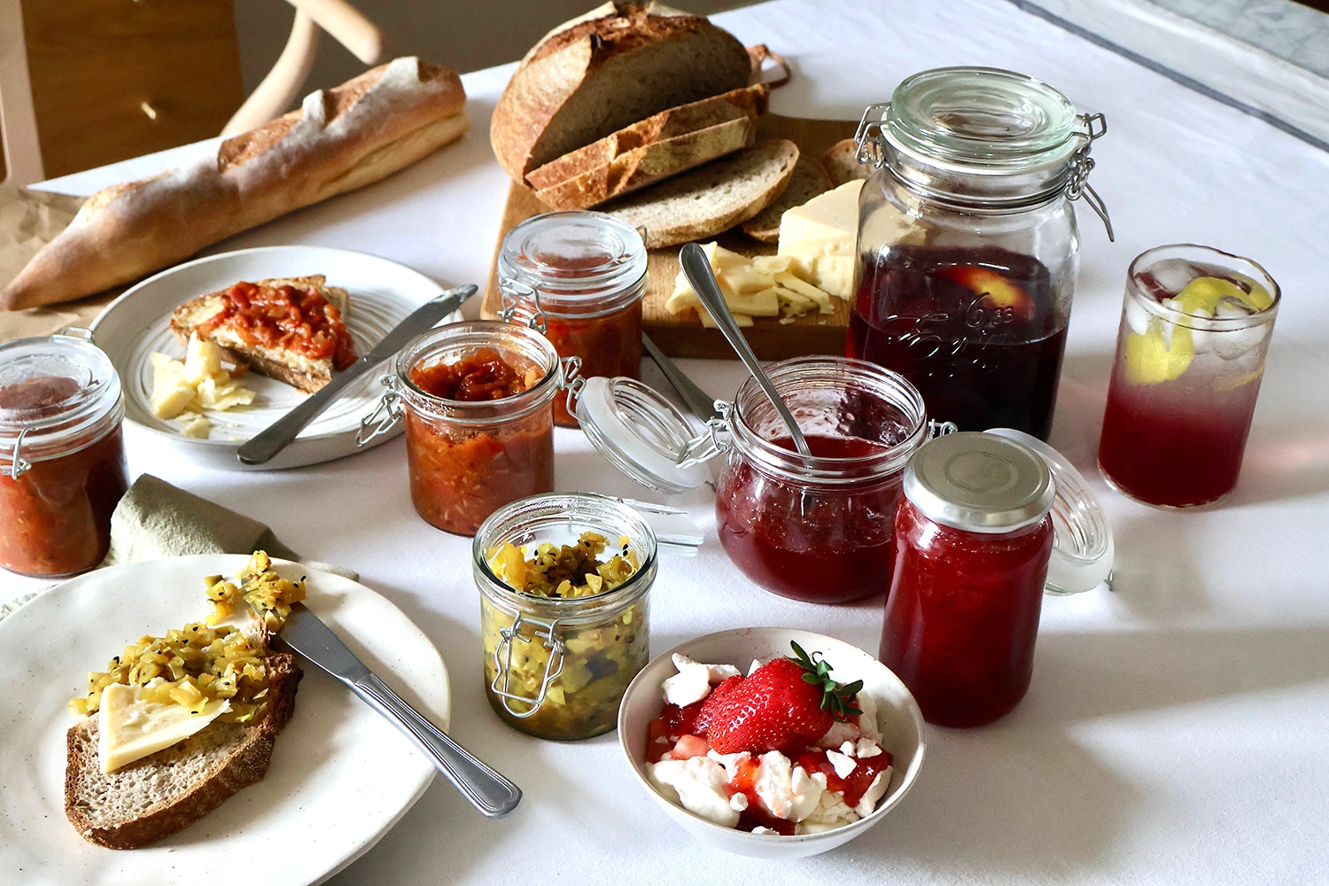 A selection of jams and pickles made with Borough Market ingredients