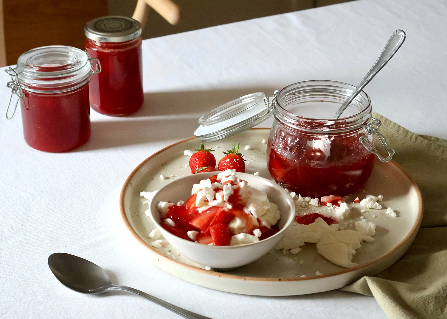 Strawberry, peach & nutmeg jam made with Borough Market ingredients