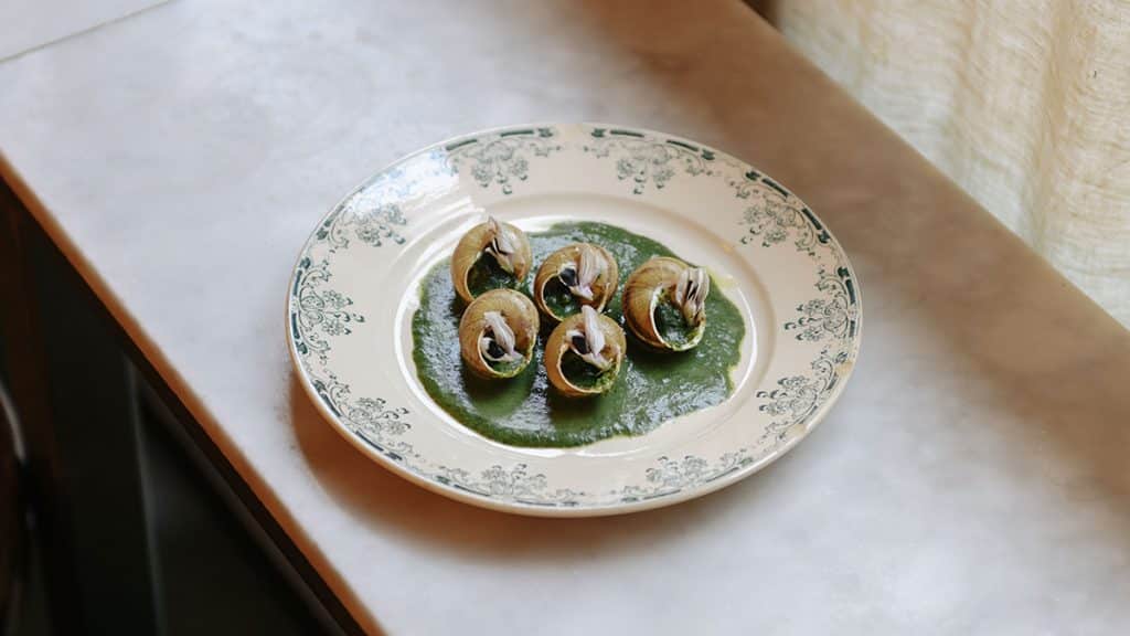 A plate of snails at Camille