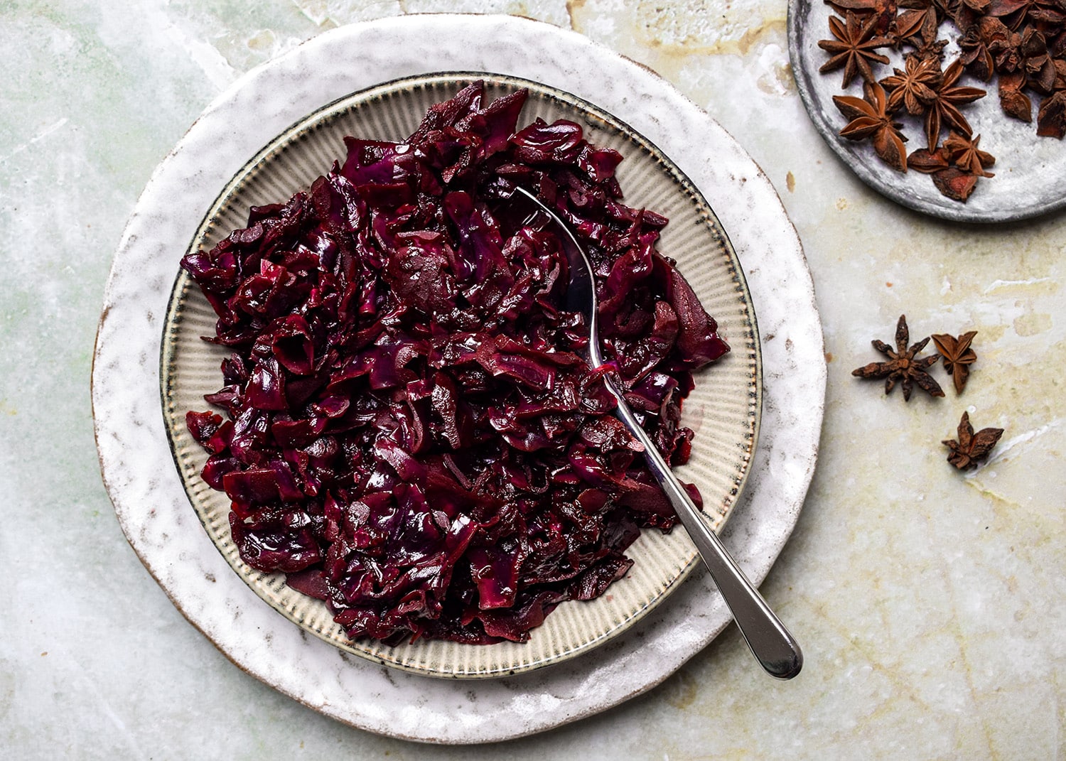 Braised red cabbage with pomegranate molasses