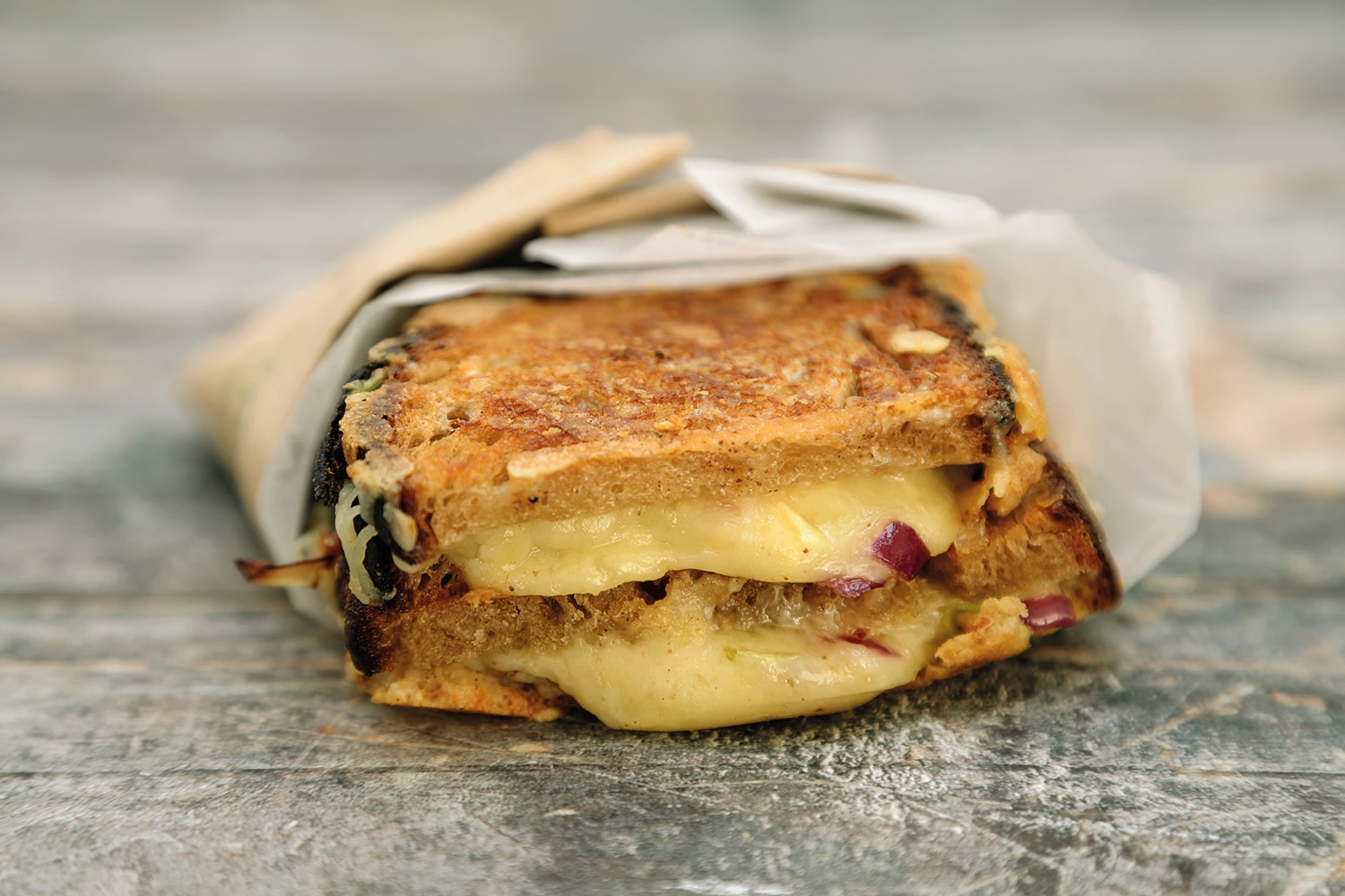 A toasted cheese sandwich at Borough Market