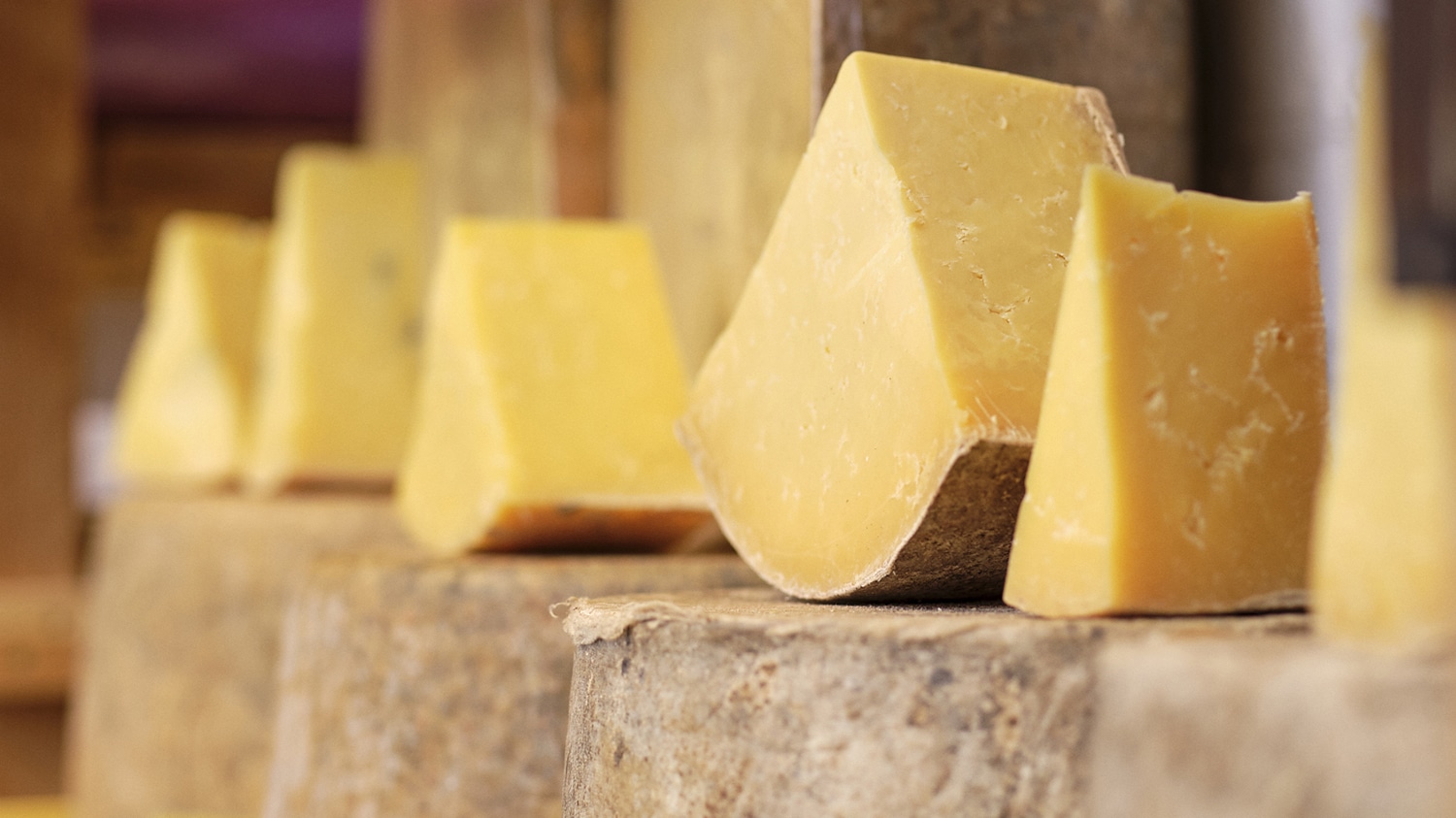 Wheels of English cheese at Neal’s Yard Dairy