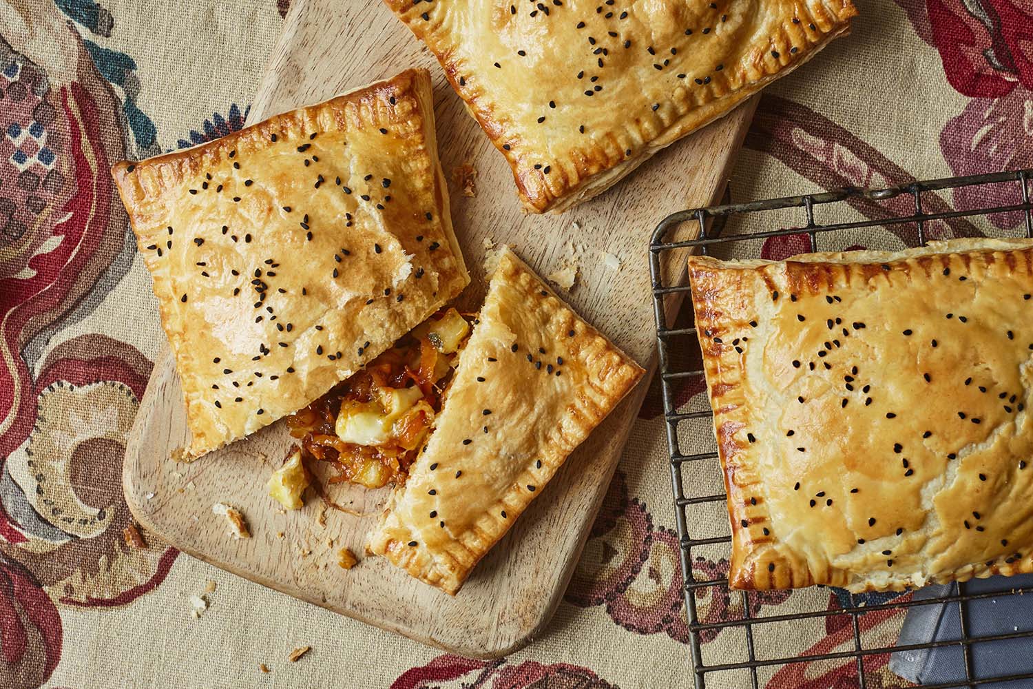 Festive cheese and chutney pasties