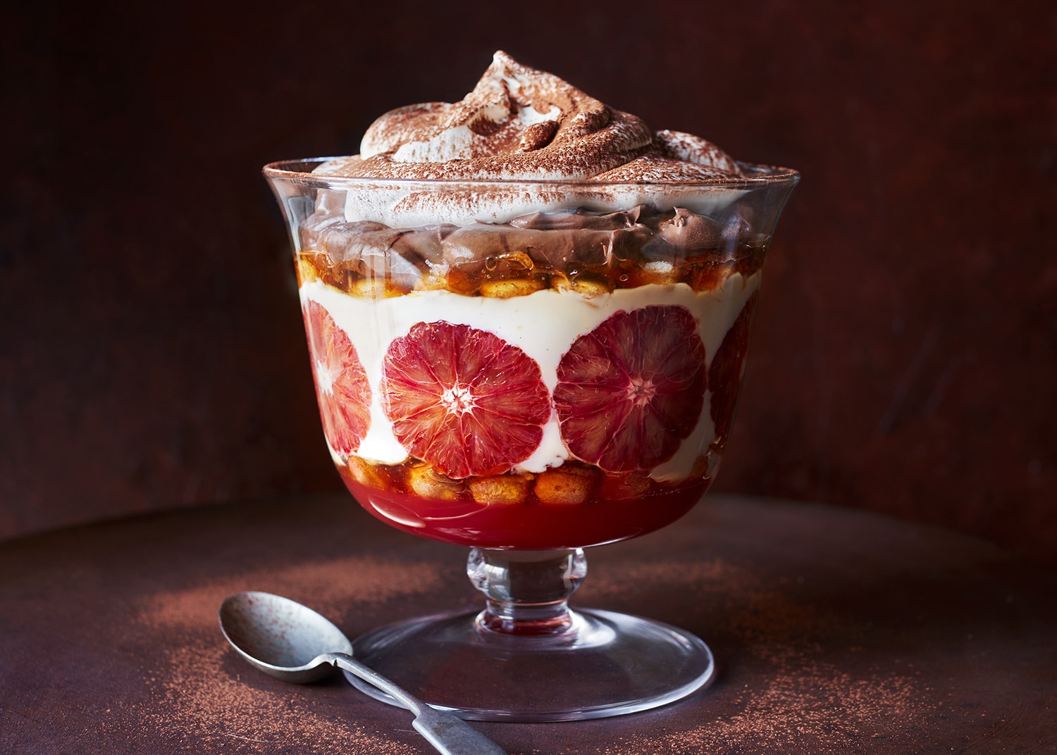 Blood orange & coffee trifle