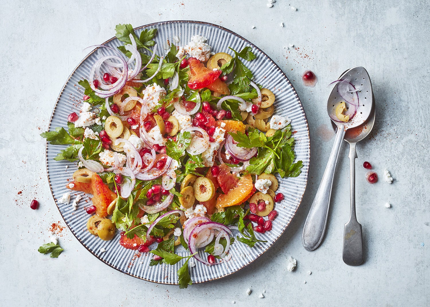 Blood orange, olive & feta salad made with Borough Market ingredients