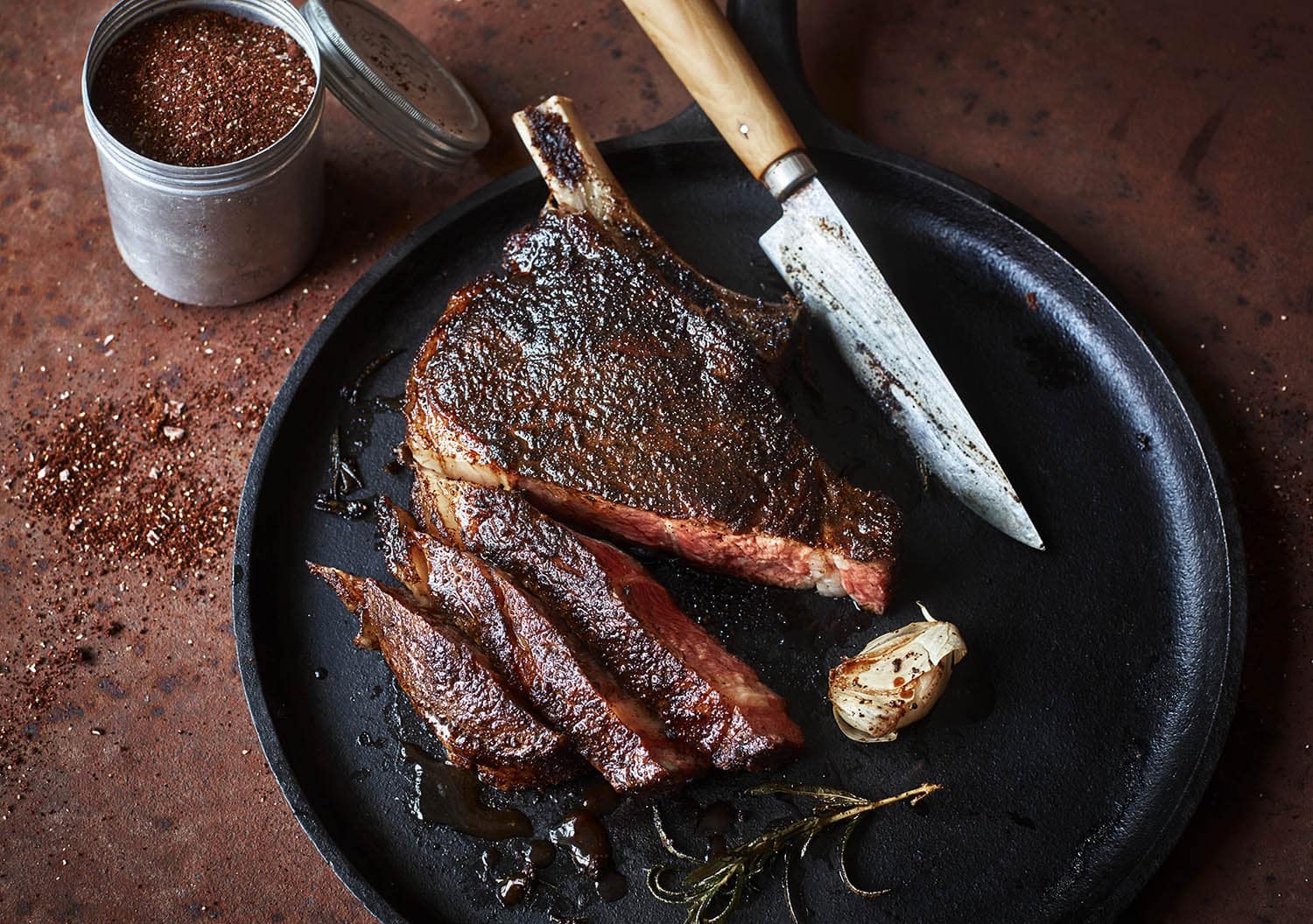 Coffee-rubbed ribeye steaks