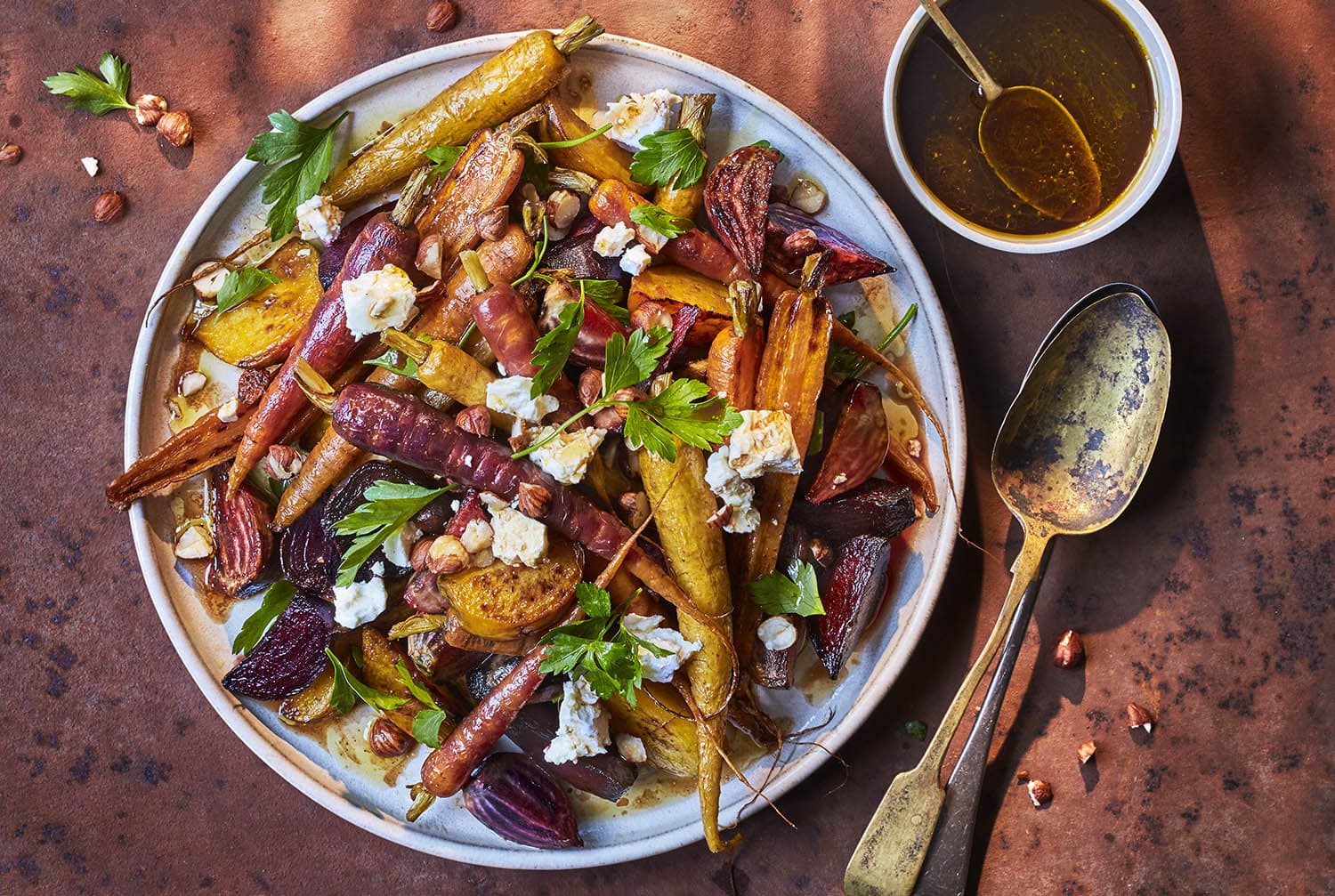 Roasted carrot & beetroot salad with coffee dressing