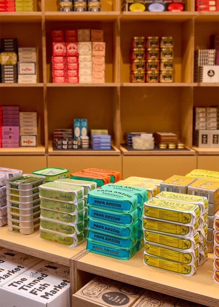 Colourful cans at The Tinned Fish Market stand