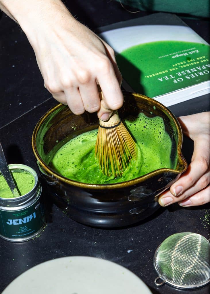 Matcha being whisked at Jenki