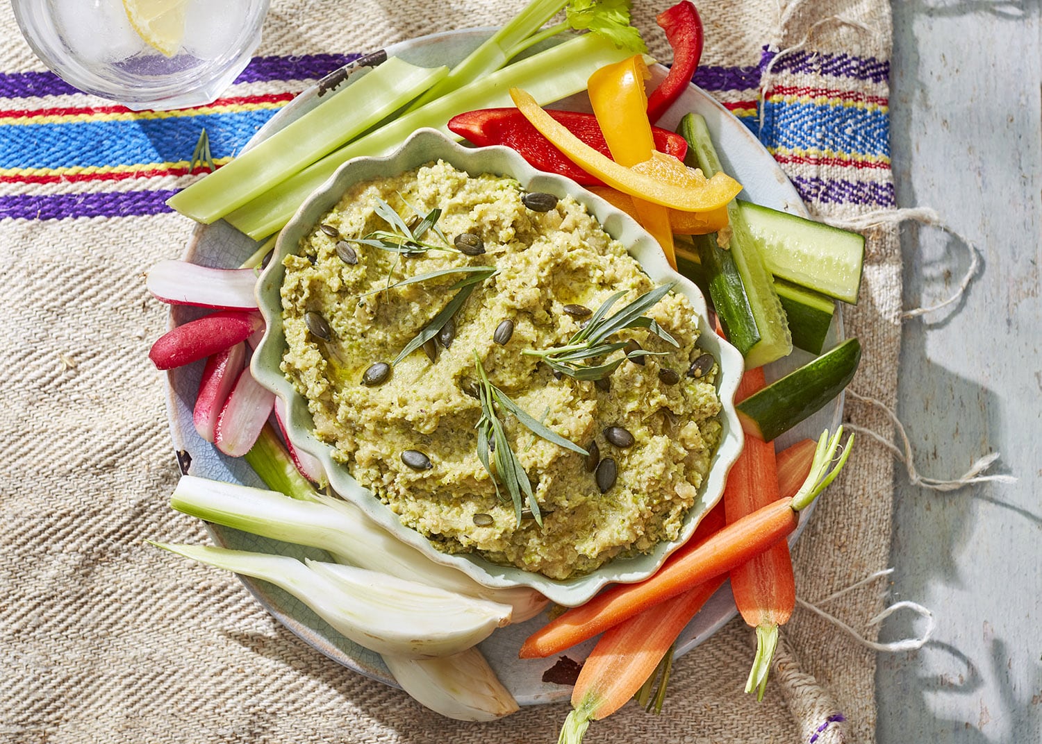 Pea, artichoke & pumpkin seed dip