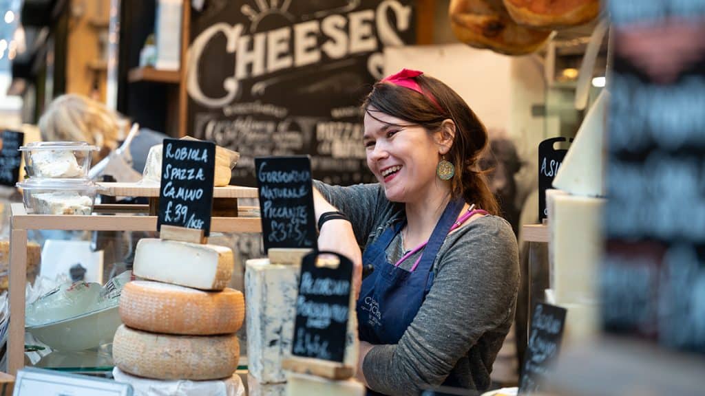 A cheesemonger at Borough Market