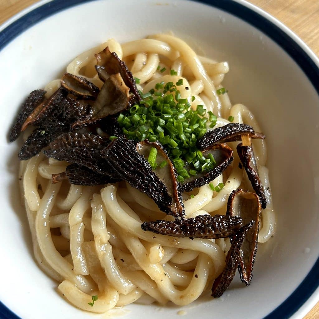Morel and butter udon