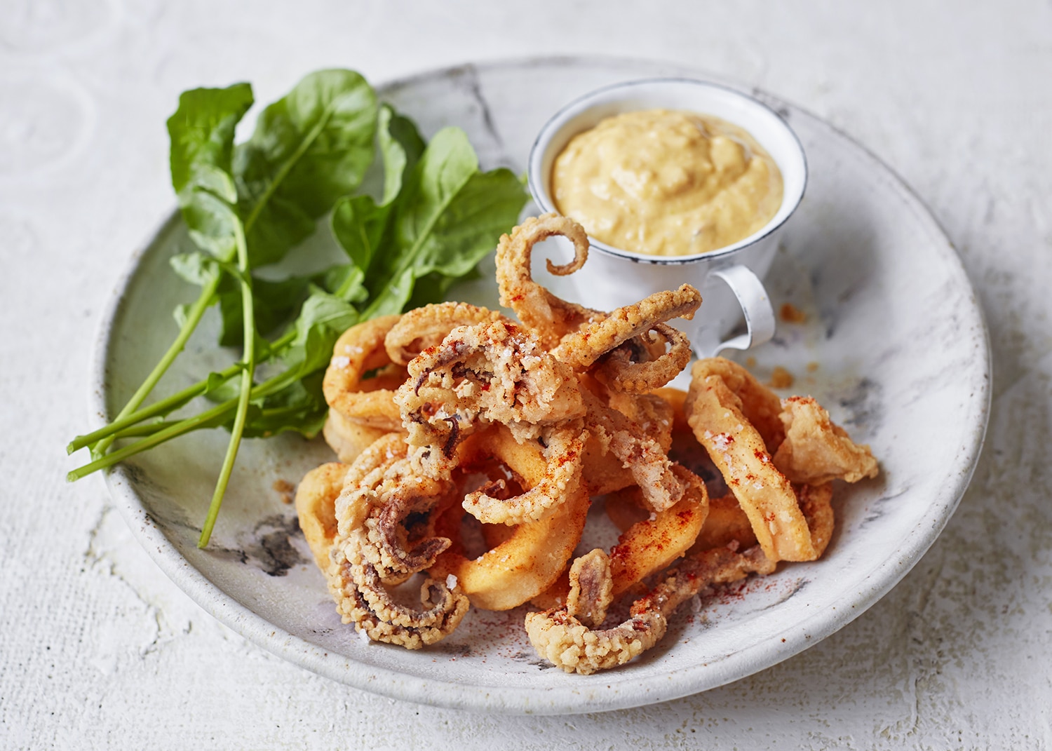 Crispy squid with quince aoli